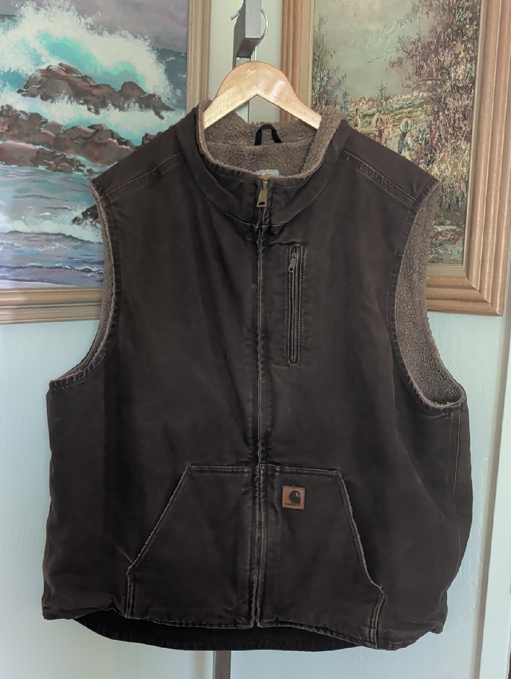 Carhartt Dark Brown Sherpa-Lined Work Vest